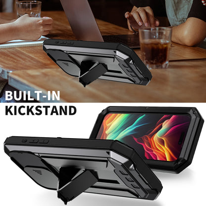 For iPhone 15 Pro R-JUST Sliding Camera IP54 Life Waterproof Holder Phone Case(Black) - iPhone 15 Pro Cases by R-JUST | Online Shopping UK | buy2fix