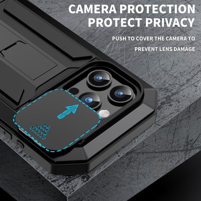 For iPhone 15 Pro R-JUST Sliding Camera IP54 Life Waterproof Holder Phone Case(Black) - iPhone 15 Pro Cases by R-JUST | Online Shopping UK | buy2fix