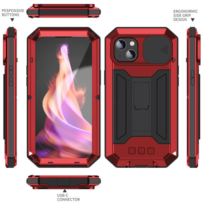 For iPhone 15 Plus R-JUST Sliding Camera IP54 Life Waterproof Holder Phone Case(Red) - iPhone 15 Plus Cases by R-JUST | Online Shopping UK | buy2fix