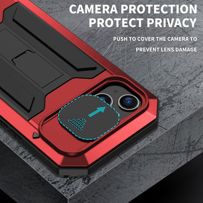 For iPhone 15 Plus R-JUST Sliding Camera IP54 Life Waterproof Holder Phone Case(Red) - iPhone 15 Plus Cases by R-JUST | Online Shopping UK | buy2fix