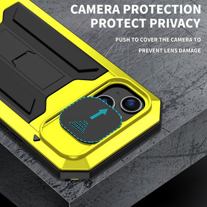 For iPhone 15 R-JUST Sliding Camera IP54 Life Waterproof Holder Phone Case(Yellow) - iPhone 15 Cases by R-JUST | Online Shopping UK | buy2fix