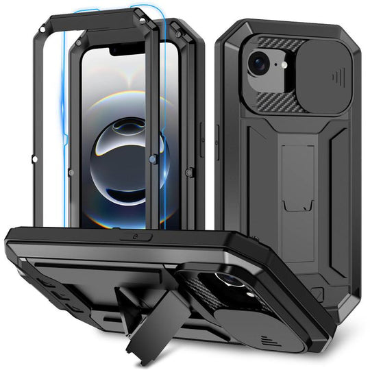 For iPhone 17e / 16e R-JUST Sliding Camera IP54 Life Waterproof Holder Phone Case(Black)