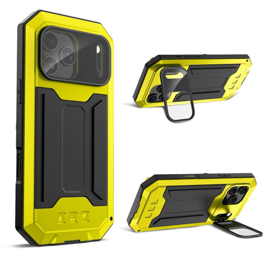 For iPhone 17 Pro R-JUST Sliding Camera IP54 Life Waterproof Holder Phone Case(Yellow)