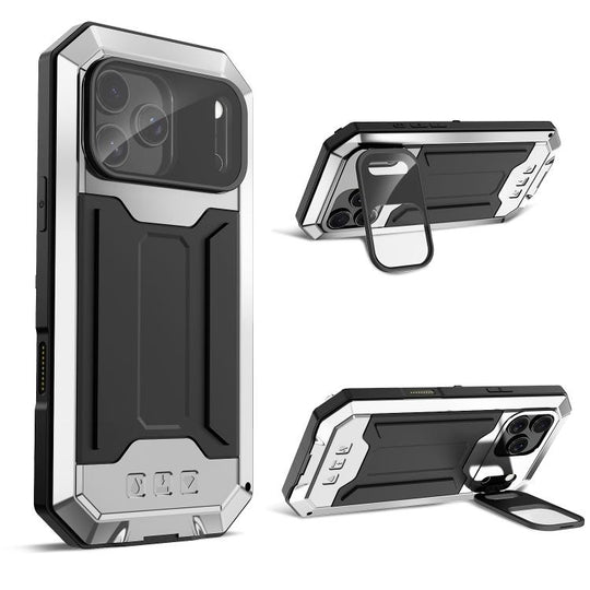For iPhone 17 Pro R-JUST Sliding Camera IP54 Life Waterproof Holder Phone Case(Silver)