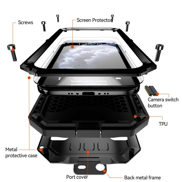 For iPhone Air R-JUST Sliding Camera IP54 Life Waterproof Holder Phone Case(Black) - iPhone Air Cases by R-JUST | Online Shopping UK | buy2fix