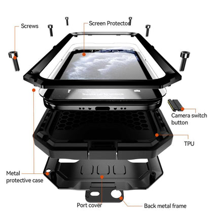 For iPhone Air R-JUST Sliding Camera IP54 Life Waterproof Holder Phone Case(Black) - iPhone Air Cases by R-JUST | Online Shopping UK | buy2fix