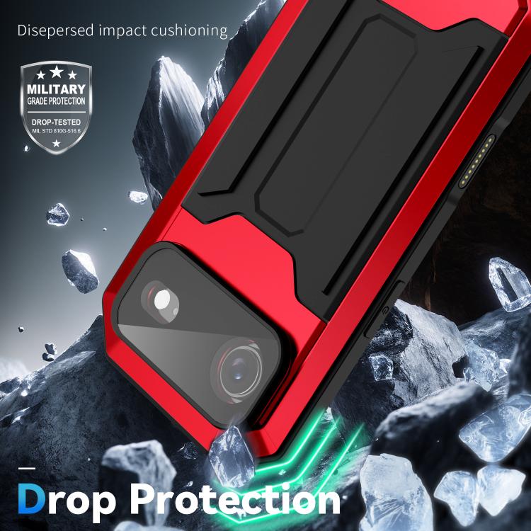 For iPhone Air R-JUST Sliding Camera IP54 Life Waterproof Holder Phone Case(Red) - iPhone Air Cases by R-JUST | Online Shopping UK | buy2fix