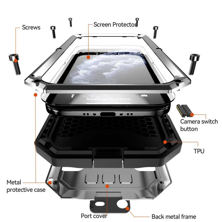 For iPhone Air R-JUST Sliding Camera IP54 Life Waterproof Holder Phone Case(Silver) - iPhone Air Cases by R-JUST | Online Shopping UK | buy2fix