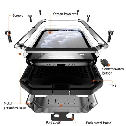 For iPhone Air R-JUST Sliding Camera IP54 Life Waterproof Holder Phone Case(Silver) - iPhone Air Cases by R-JUST | Online Shopping UK | buy2fix