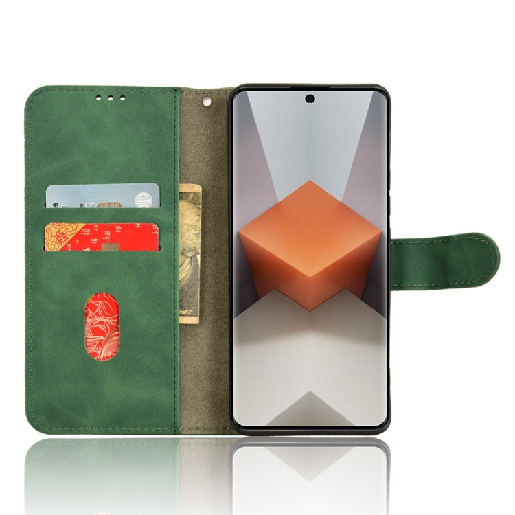 For Xiaomi Redmi Note 13 Pro+ 5G Skin Feel Magnetic Flip Leather Phone Case(Green) - Xiaomi Cases by buy2fix | Online Shopping UK | buy2fix