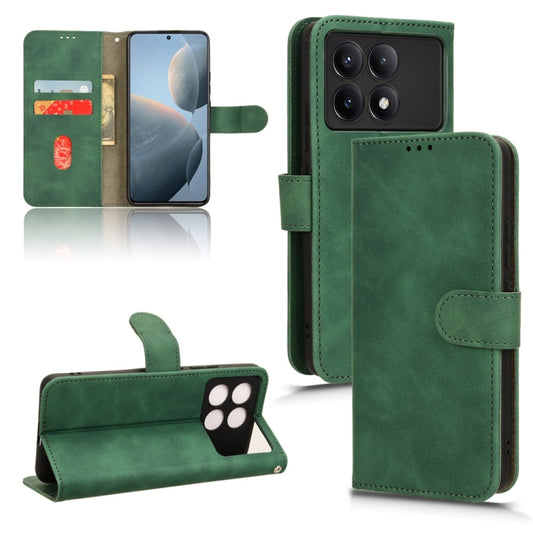 For Xiaomi Redmi K70 / K70 Pro Skin Feel Magnetic Flip Leather Phone Case(Green) - Xiaomi Cases by buy2fix | Online Shopping UK | buy2fix