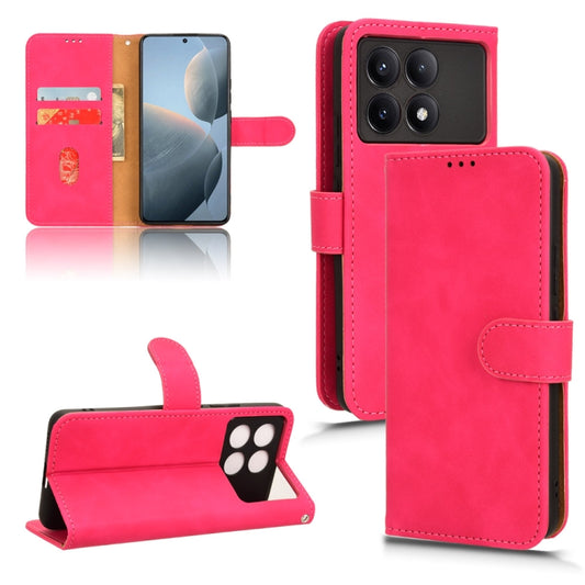 For Xiaomi Redmi K70E Skin Feel Magnetic Flip Leather Phone Case(Rose Red) - Xiaomi Cases by buy2fix | Online Shopping UK | buy2fix
