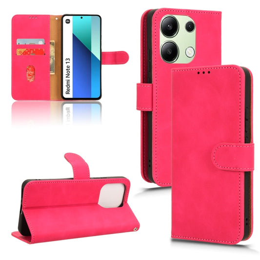 For Xiaomi Redmi Note 13 4G Skin Feel Magnetic Flip Leather Phone Case(Rose Red) - Xiaomi Cases by buy2fix | Online Shopping UK | buy2fix
