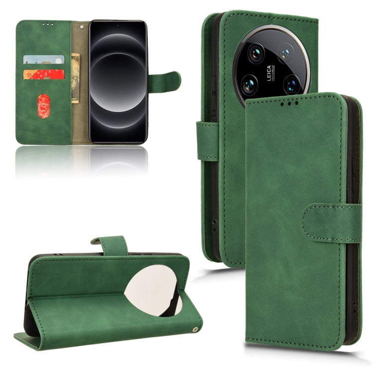 For Xiaomi 14 Ultra Skin Feel Magnetic Flip Leather Phone Case(Green) - Xiaomi 14 Ultra Cases by buy2fix | Online Shopping UK | buy2fix