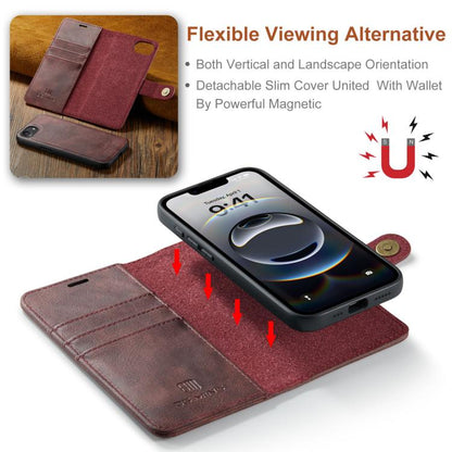For iPhone 16e DG.MING Crazy Horse Texture Detachable Magnetic Leather Phone Case(Red) - iPhone 16e Cases by DG.MING | Online Shopping UK | buy2fix