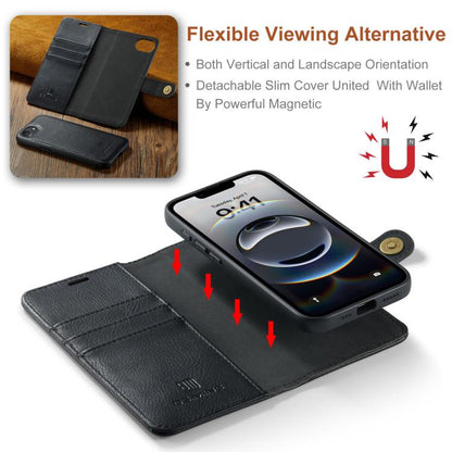 For iPhone 16e DG.MING Crazy Horse Texture Detachable Magnetic Leather Phone Case(Black) - iPhone 16e Cases by DG.MING | Online Shopping UK | buy2fix