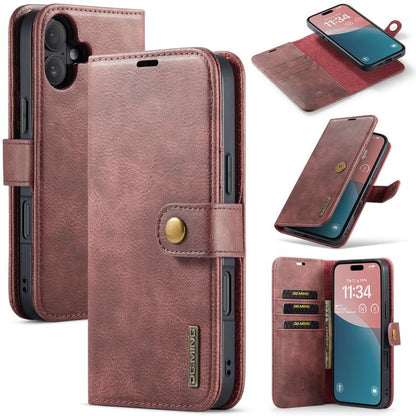 For iPhone 17 DG.MING Crazy Horse Texture Detachable Magnetic Leather Phone Case(Red) - iPhone 17 Cases by DG.MING | Online Shopping UK | buy2fix