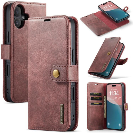 For iPhone 17 DG.MING Crazy Horse Texture Detachable Magnetic Leather Phone Case(Red) - iPhone 17 Cases by DG.MING | Online Shopping UK | buy2fix