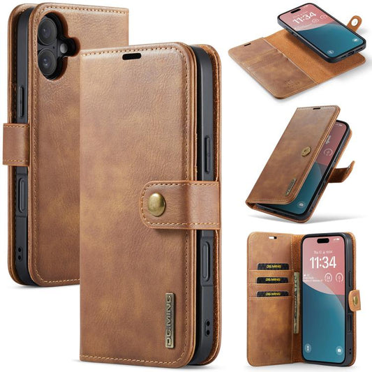For iPhone 17 DG.MING Crazy Horse Texture Detachable Magnetic Leather Phone Case(Brown) - iPhone 17 Cases by DG.MING | Online Shopping UK | buy2fix