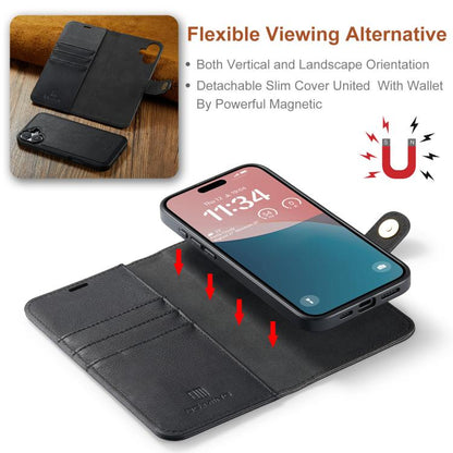 For iPhone 17 DG.MING Crazy Horse Texture Detachable Magnetic Leather Phone Case(Black) - iPhone 17 Cases by DG.MING | Online Shopping UK | buy2fix