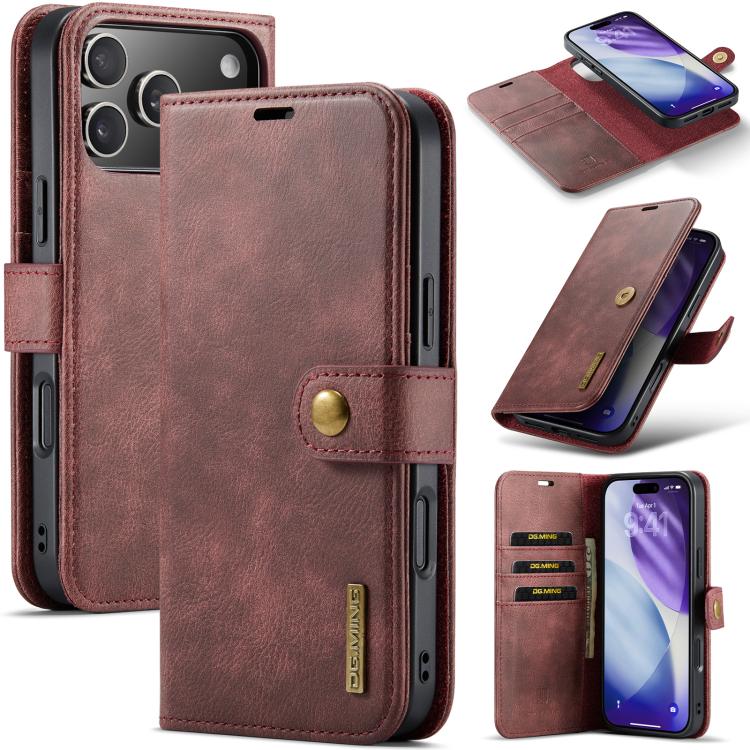 For iPhone 17 Pro DG.MING Crazy Horse Texture Detachable Magnetic Leather Phone Case(Red) - iPhone 17 Pro Cases by DG.MING | Online Shopping UK | buy2fix