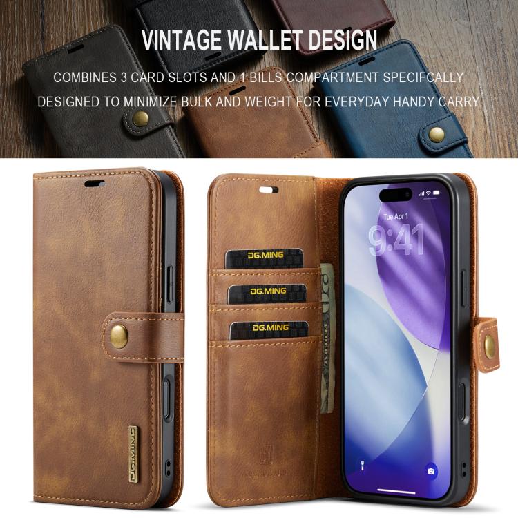 For iPhone 17 Pro DG.MING Crazy Horse Texture Detachable Magnetic Leather Phone Case(Brown) - iPhone 17 Pro Cases by DG.MING | Online Shopping UK | buy2fix