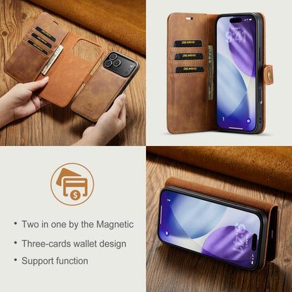For iPhone 17 Pro DG.MING Crazy Horse Texture Detachable Magnetic Leather Phone Case(Brown) - iPhone 17 Pro Cases by DG.MING | Online Shopping UK | buy2fix