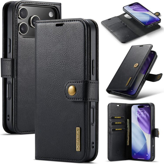 For iPhone 18 Pro / 17 Pro DG.MING Crazy Horse Texture Detachable Magnetic Leather Phone Case(Black)
