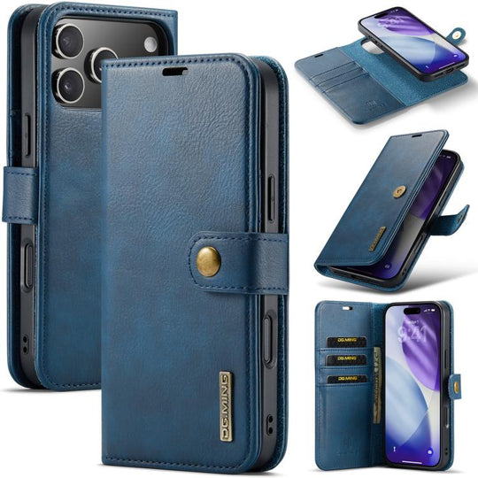For iPhone 18 Pro Max / 17 Pro Max DG.MING Crazy Horse Texture Detachable Magnetic Leather Phone Case(Blue)