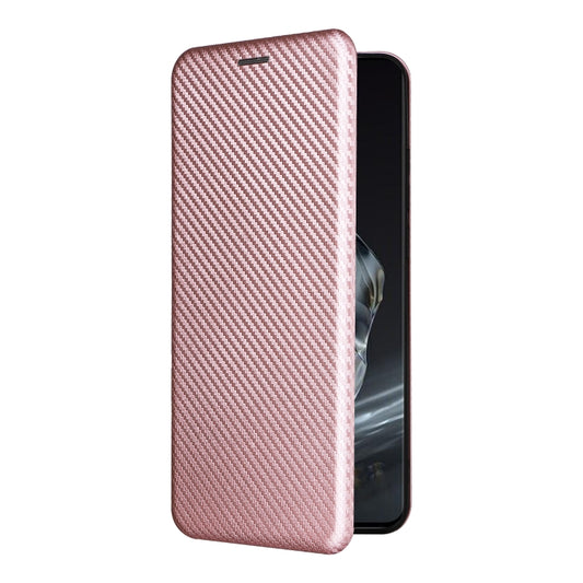 For OnePlus 12 Carbon Fiber Texture Flip Leather Phone Case(Pink) - OnePlus Cases by buy2fix | Online Shopping UK | buy2fix