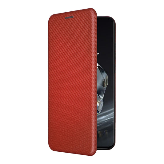 For OnePlus 12 Carbon Fiber Texture Flip Leather Phone Case(Brown) - OnePlus Cases by buy2fix | Online Shopping UK | buy2fix