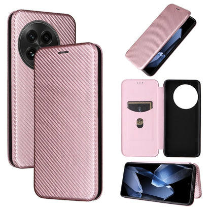 For OnePlus 13 Carbon Fiber Texture Flip Leather Phone Case(Pink) - OnePlus Cases by buy2fix | Online Shopping UK | buy2fix