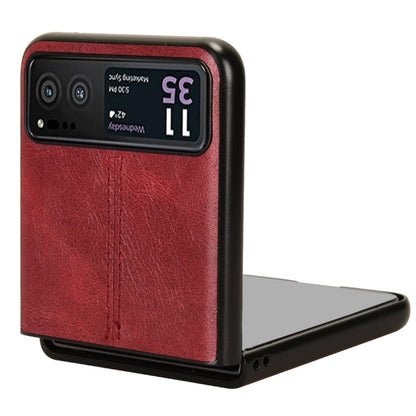 For Motorola Moto Razr 40 Cow Pattern Sewing Back Cover Phone Case(Red) by buy2fix