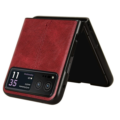 For Motorola Moto Razr 40 Cow Pattern Sewing Back Cover Phone Case(Red) by buy2fix