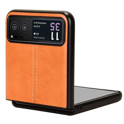 For Motorola Moto Razr 40 Cow Pattern Sewing Back Cover Phone Case(Yellow) by buy2fix