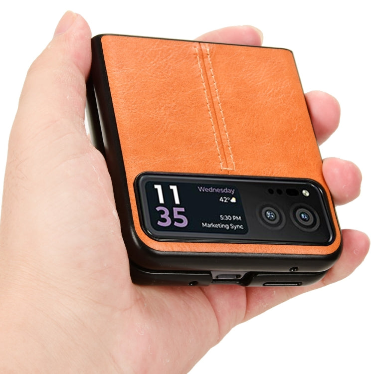 For Motorola Moto Razr 40 Cow Pattern Sewing Back Cover Phone Case(Yellow) by buy2fix