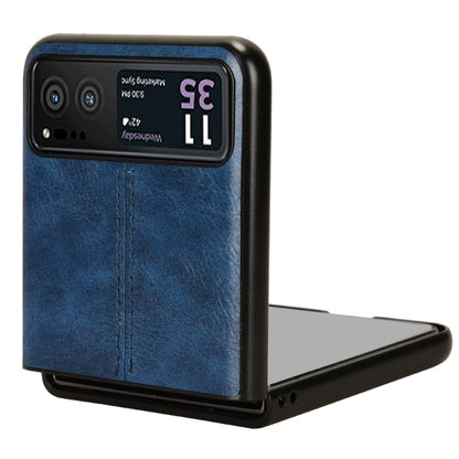 For Motorola Moto Razr 40 Cow Pattern Sewing Back Cover Phone Case(Blue) by buy2fix