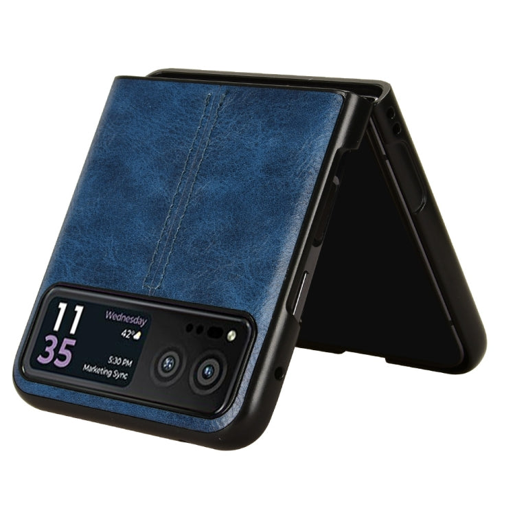 For Motorola Moto Razr 40 Cow Pattern Sewing Back Cover Phone Case(Blue) by buy2fix