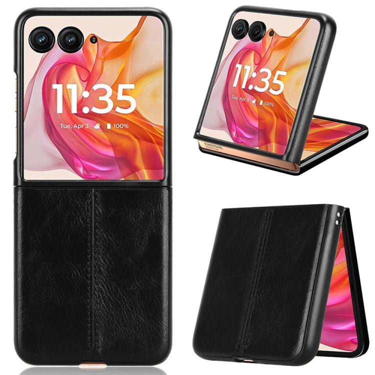 For Motorola Razr 50 Ultra Cow Pattern Sewing Back Cover Phone Case(Black) by buy2fix