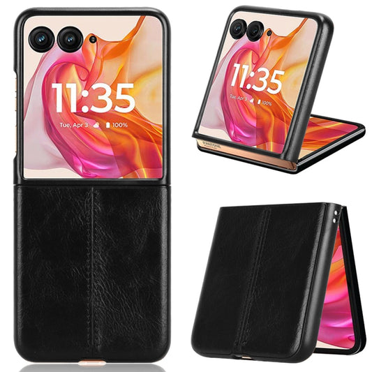 For Motorola Razr 50 Ultra Cow Pattern Sewing Back Cover Phone Case(Black) by buy2fix