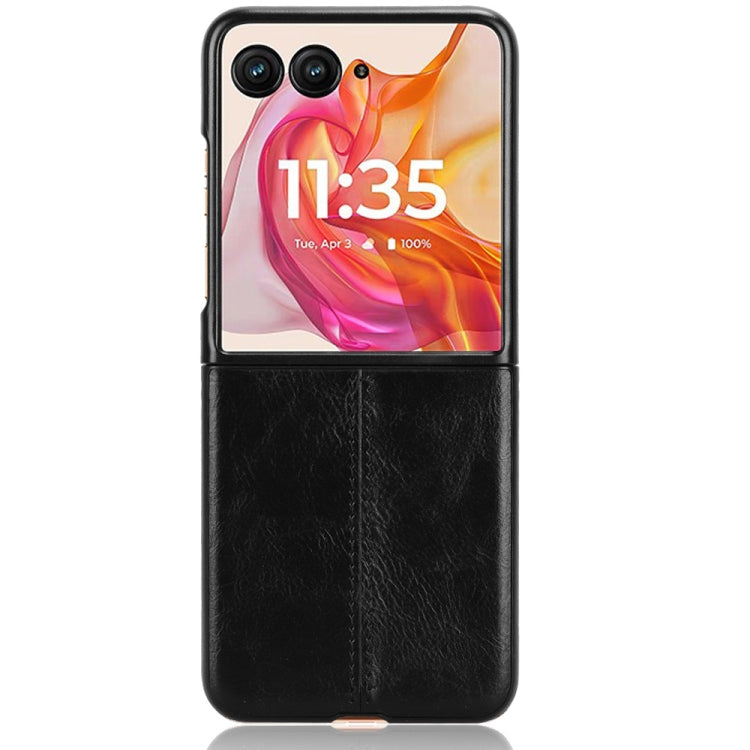 For Motorola Razr 50 Ultra Cow Pattern Sewing Back Cover Phone Case(Black) by buy2fix