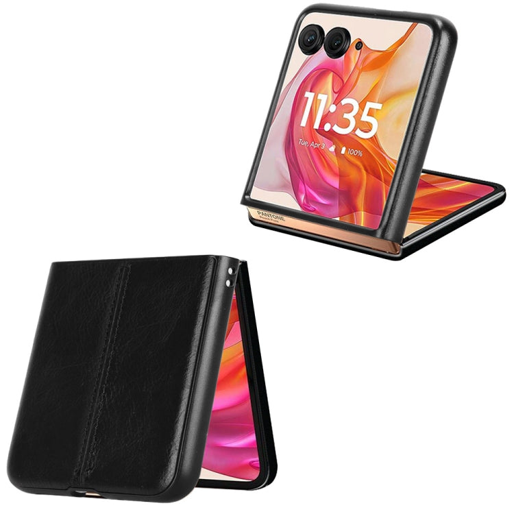 For Motorola Razr 50 Ultra Cow Pattern Sewing Back Cover Phone Case(Black) by buy2fix