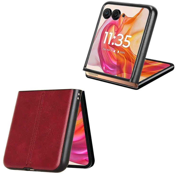 For Motorola Razr 50 Ultra Cow Pattern Sewing Back Cover Phone Case(Red) by buy2fix