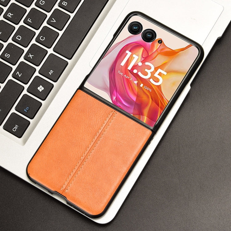 For Motorola Razr 50 Ultra Cow Pattern Sewing Back Cover Phone Case(Yellow) by buy2fix