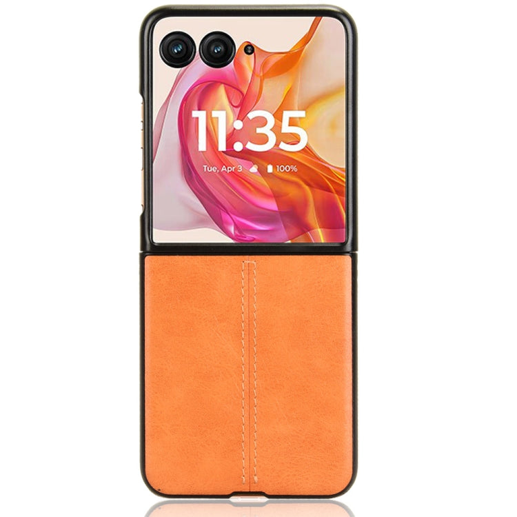 For Motorola Razr 50 Ultra Cow Pattern Sewing Back Cover Phone Case(Yellow) by buy2fix