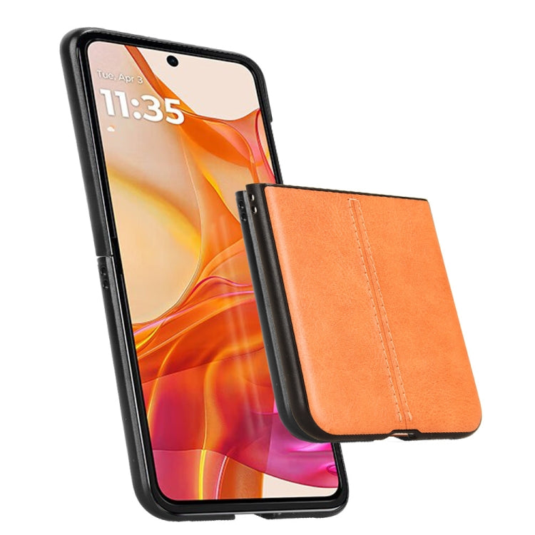 For Motorola Razr 50 Ultra Cow Pattern Sewing Back Cover Phone Case(Yellow) by buy2fix