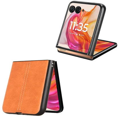 For Motorola Razr 50 Ultra Cow Pattern Sewing Back Cover Phone Case(Yellow) by buy2fix