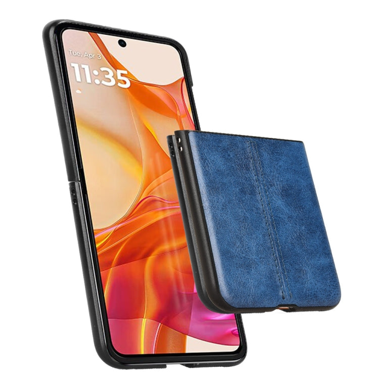 For Motorola Razr 50 Ultra Cow Pattern Sewing Back Cover Phone Case(Blue) by buy2fix