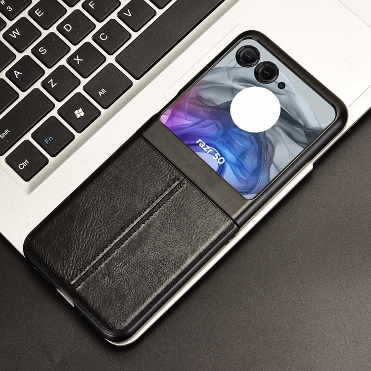 For Motorola Razr 50 Cow Pattern Sewing Back Cover Phone Case(Black) by buy2fix