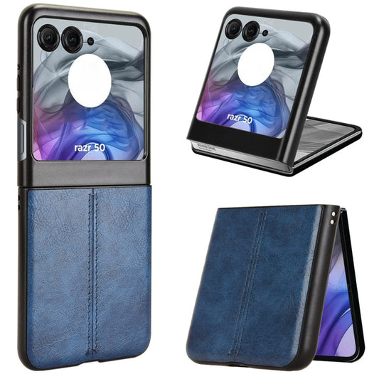 For Motorola Razr 50 Cow Pattern Sewing Back Cover Phone Case(Blue) by buy2fix